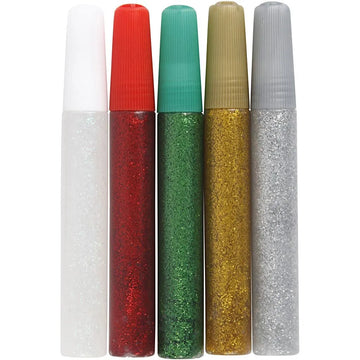 Glitterlim, ass. farger, 5x10ml