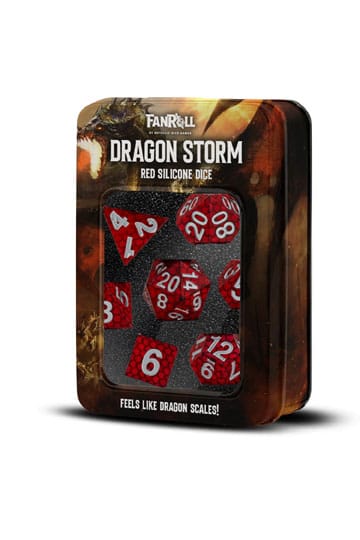 Dragon Storm Sharp Edge Silicone Dice Set Red Dragon Scales (7)