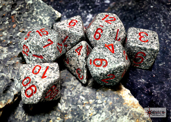 Dice Set Speckled Poly Granite (7)