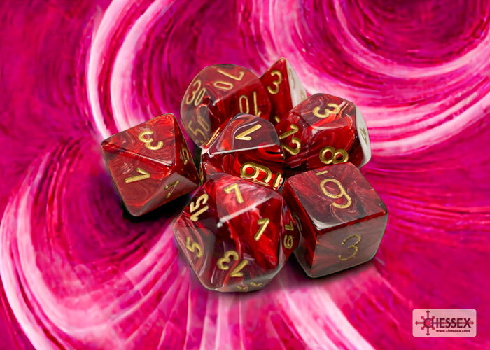 Dice Set Vortex Poly Burgundy/Gold (7)