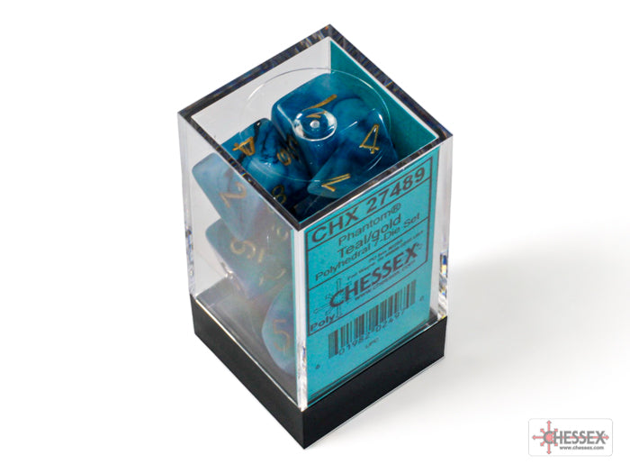 Dice Set Phantom Poly Teal/Gold (7)