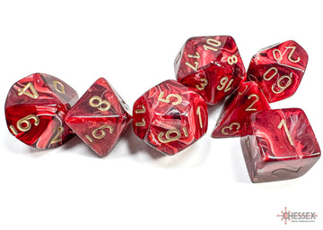 Dice Set Vortex Poly Burgundy/Gold (7)
