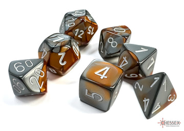 Dice Set Gemi Poly Copper-Steel/White (7)