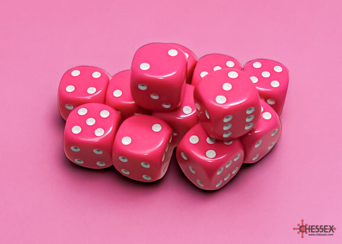 Dice Set Opaq 16mm Pink/White D6 (12)
