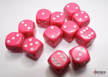 Dice Set Opaq 16mm Pink/White D6 (12)