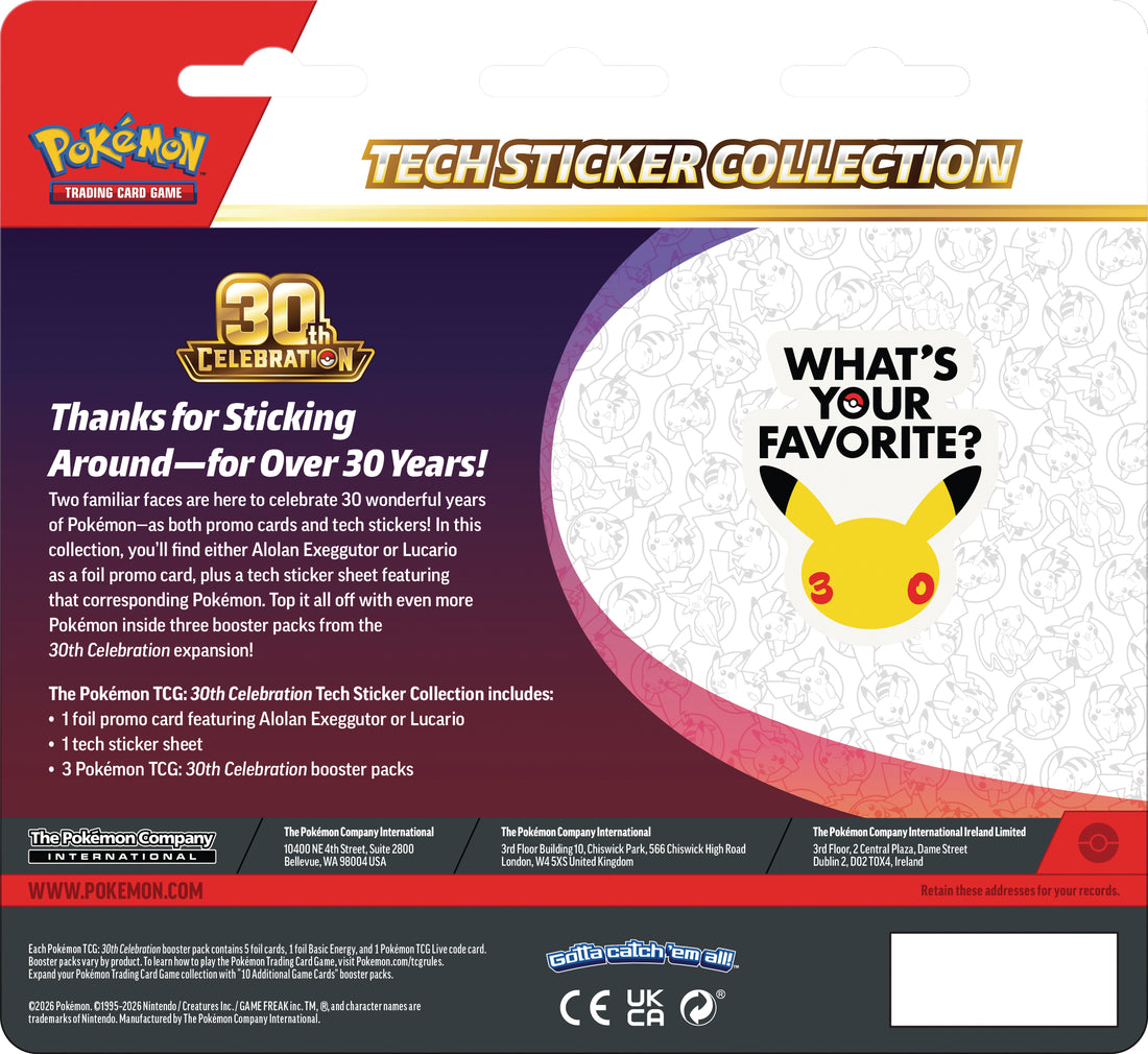 Pokemon 30th celebration - Tech Sticker Collection - Lucario