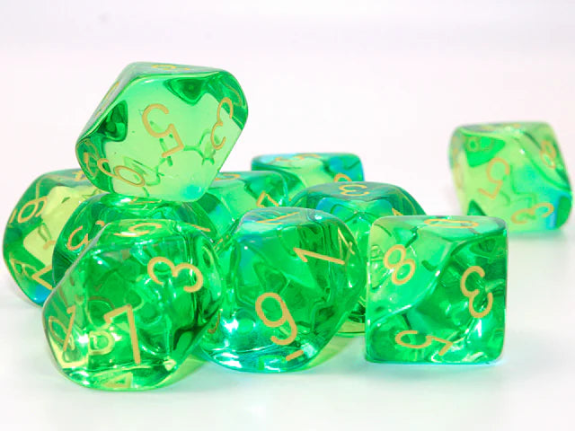 Dice set Gemi Trans Gree/Teal/Yel D10