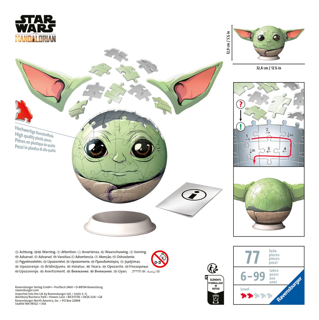 3D Star Wars Yoda med ører 72p