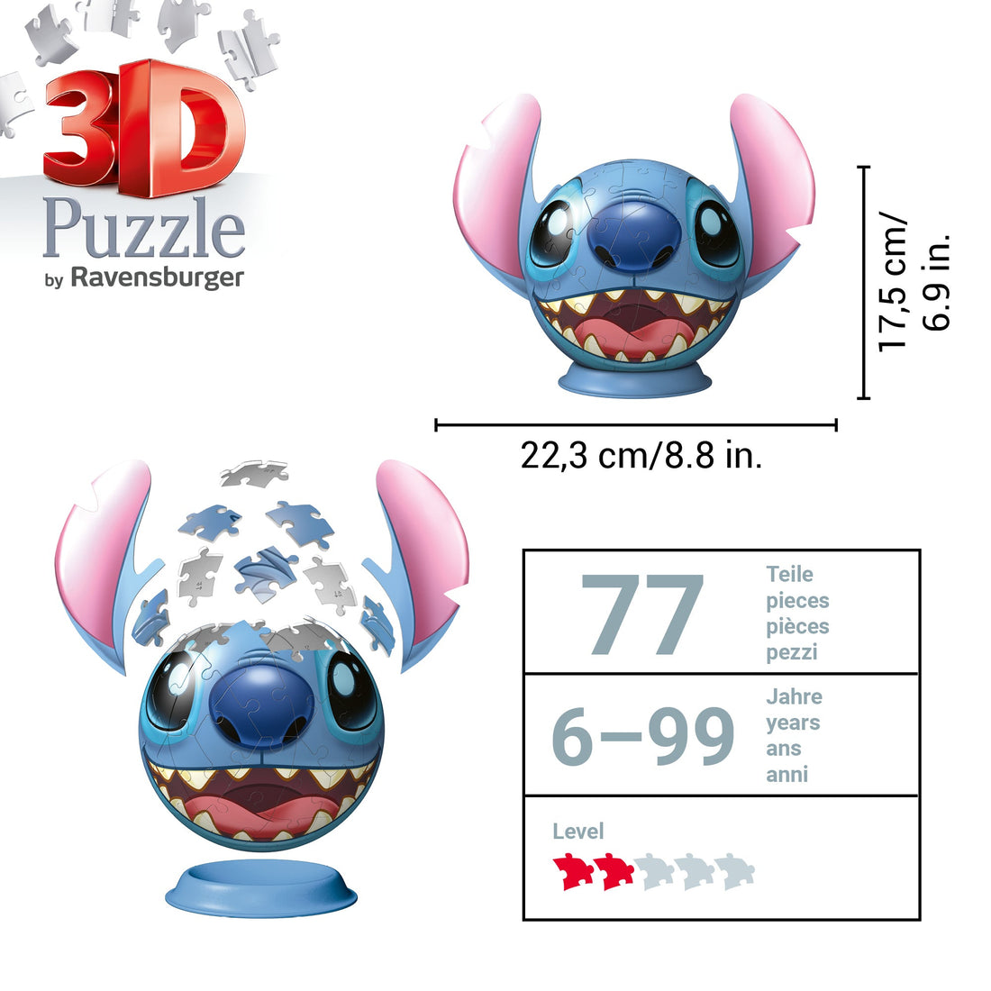 3D Stitch med ører 72p