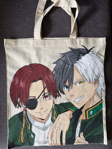 Håndmalt Tote Bag - Wind Breaker Sakura & Suo