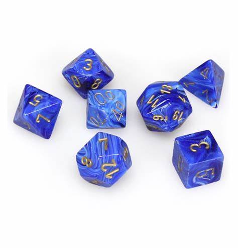 Dice Vortex Blue/Gold Poly 7 Die Set