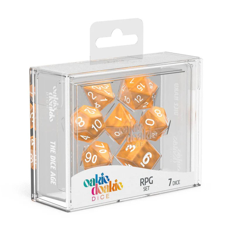 Oakie Doakie Dice RPG Set Marble- Orange