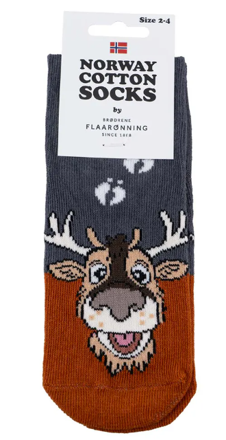 Barnesokker med spor, Reinsdyr, grå 2-4 år