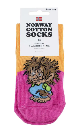 Barnesokker med spor, Troll, oransje 2-4 år