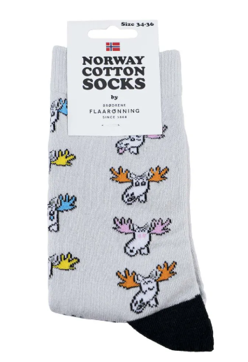 Sokker, Funny Moose, grå str 37-39