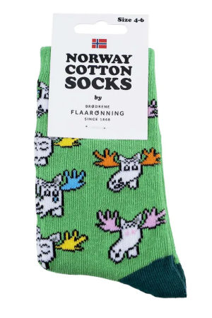 Barnesokker, Funny Moose, grønn 4-6 år