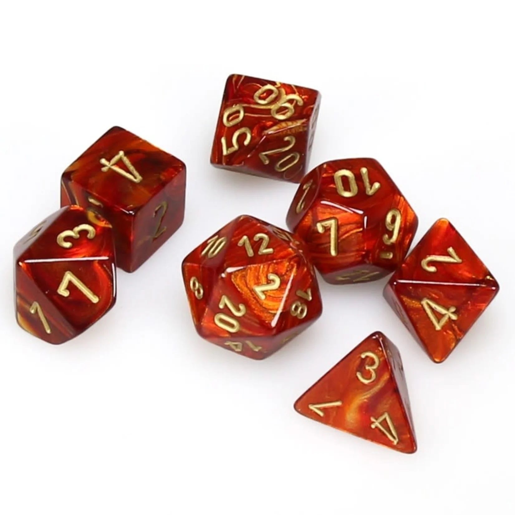 Dice set Gemi Poly Scarlet-Gold