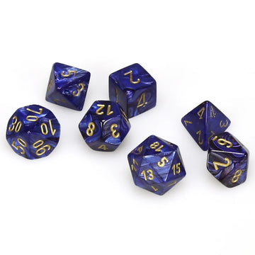 Dice set Gemi Poly Royal Blue-Gold