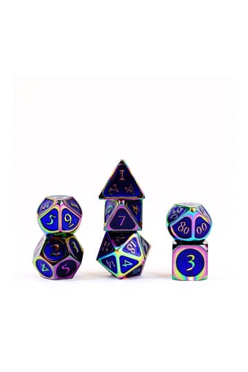 FanRoll Dice Set Rainbow with Blue Enamel (7)