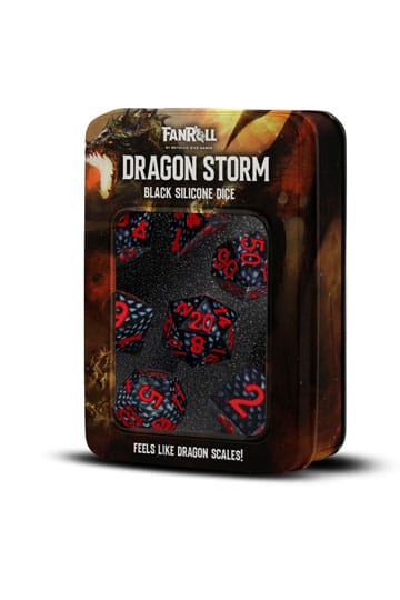 Dragon Storm Sharp Edge Silicone Dice Set Black Dragon Scales (7)