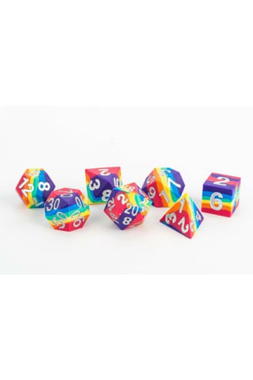 FanRoll Sharp Edge Silicone Dice Set Rainbow (7)