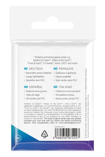 Ultimate Guard Board Game Sleeves (50) - Mini European