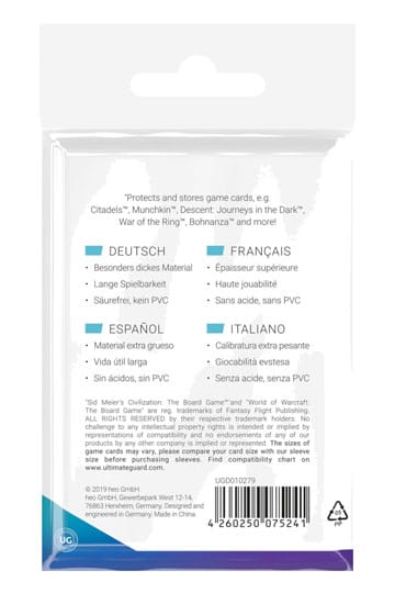 Ultimate Guard Board Game Sleeves (60) - Standard American