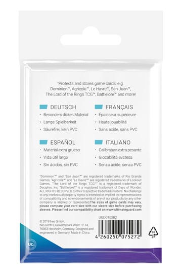 Ultimate Guard Board Game Sleeves (50) - Standard European