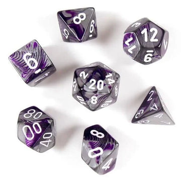 Dice set Gemi Poly Purple-Steel Whit