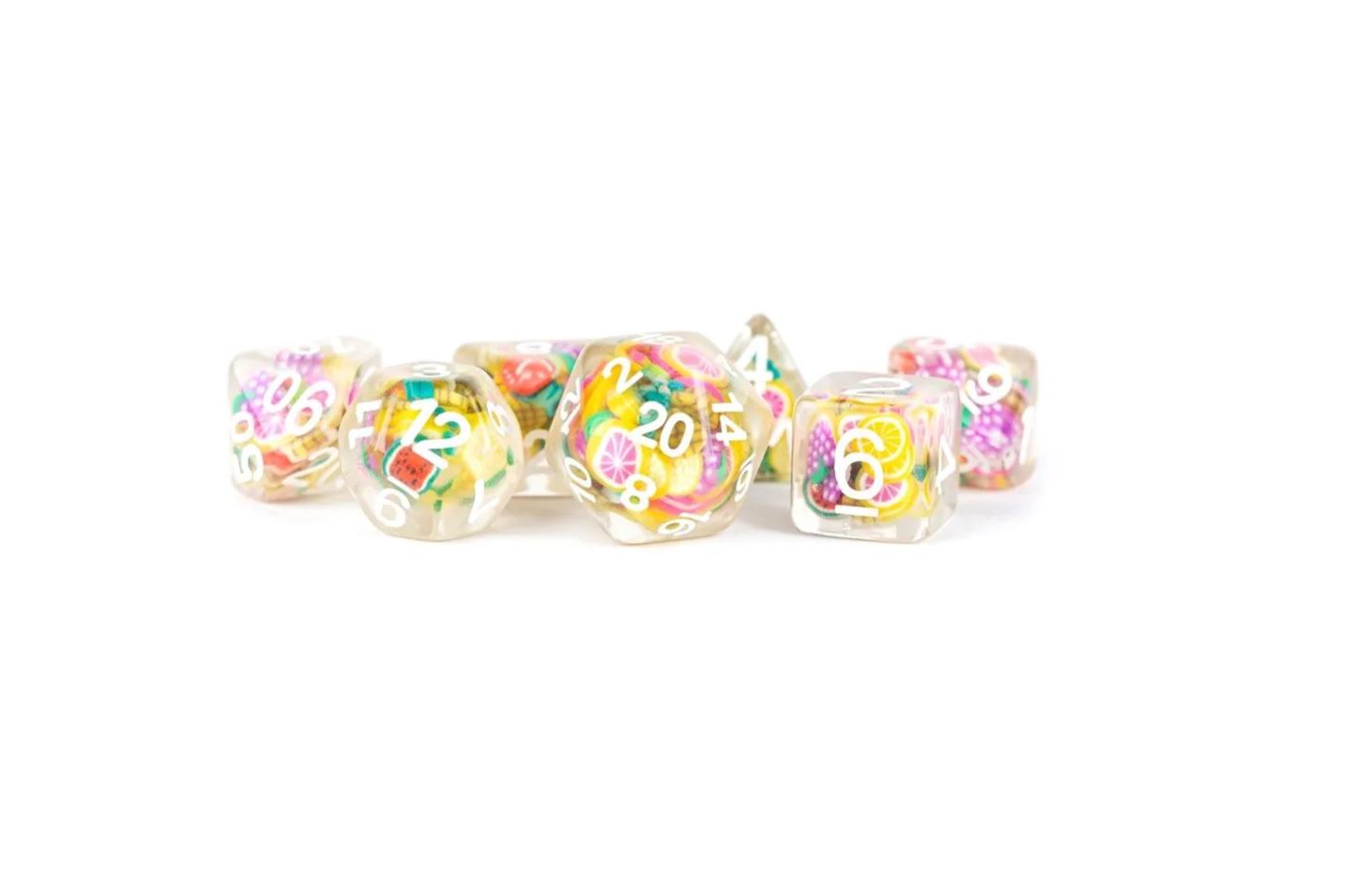 16mm Resin Poly Dice Set Fruit (7)