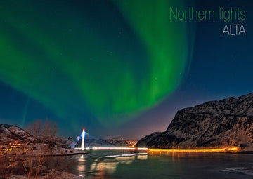Postkort Alta, Nordlys over Alta bru